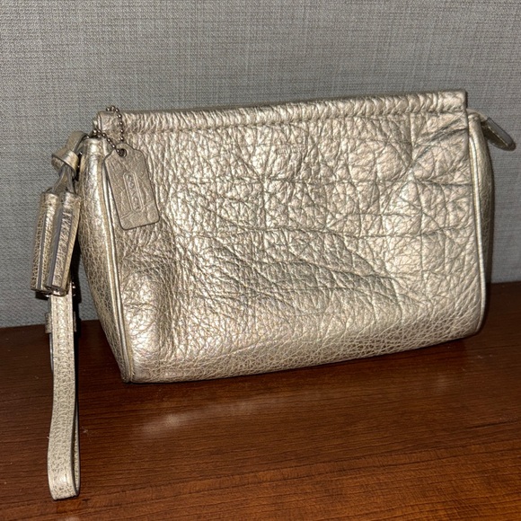 Coach Shimmering Gold Metallic Wristlet EUC - Picture 1 of 17